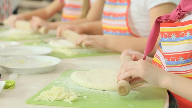 Kids work with dough