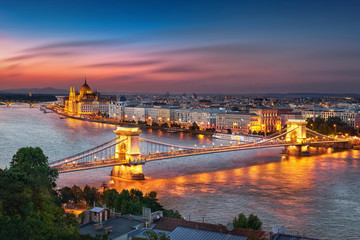 Naklejka na ściany i meble Budapest Hungary City At Night
