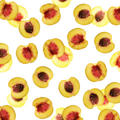 Fototapeta premium Beautiful background of peaches. Isolated 