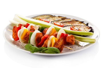 Kebabs - grilled meat and vegetables 