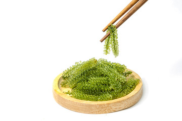 Sea grapes ( green caviar ) seaweed, Healthy food. © praisaeng