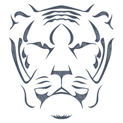 Sketch black silhouette of tiger head isolated on white backgrou