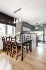 Dining room open to a kitchen idea