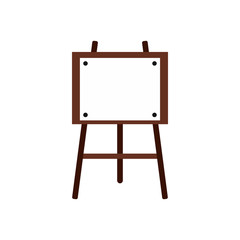 Wooden easel icon in flat style on a white background