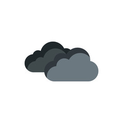 Grey clouds icon in flat style on a white background