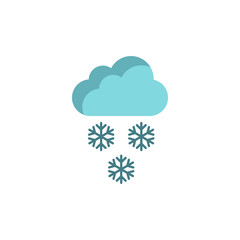 Cloud and snowflakes icon in flat style on a white background