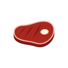 Meat steak icon in flat style on a white background