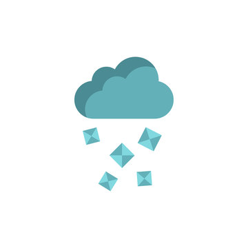 Cloud and hail icon in flat style on a white background