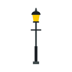 Retro street lantern icon in flat style on a white background