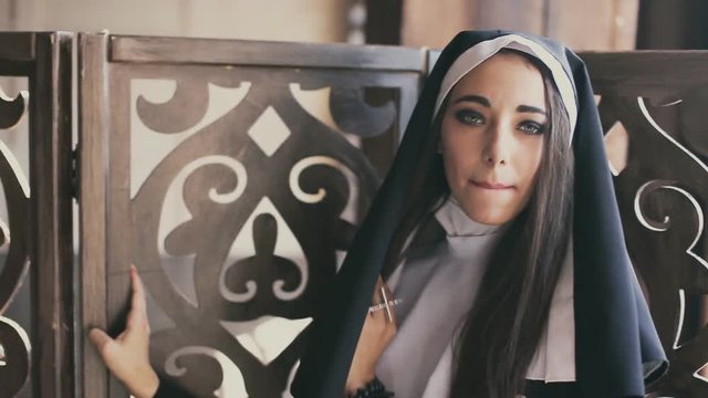 sexy bad nun in church