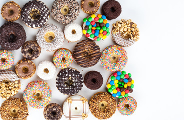 Delicious donuts with icing isolated on white