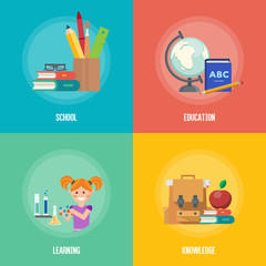 Education infographics concept icon background flat design vector illustration