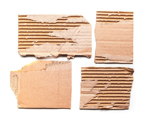 cardboard pieces isolated on white background