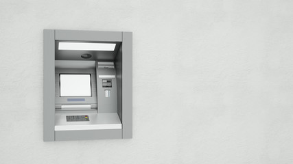 Geldautomat an Wand mit Display
