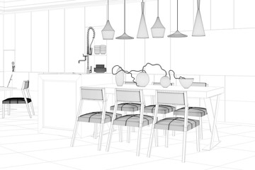 CAD Planung von Wohnküche