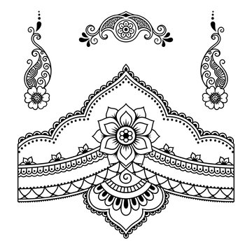 Naklejka Henna tattoo flower template.Mehndi.  