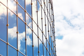 sun light sky cloud reflection in glass office building