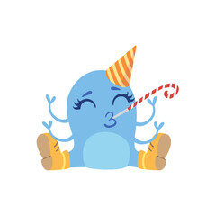 Blue Friendly Monster In Boots And Hat