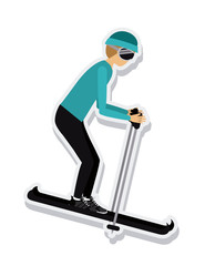 Obraz premium person figure athlete ski sport icon vector illustration design