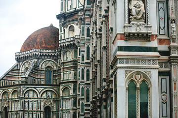 Original exterior design of old European cathedral