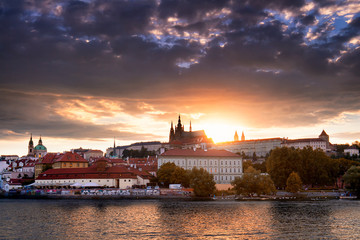Fototapeta premium Prague Castle at Sunset, Prague, Czech Republic. Personal artistic photographic style applied.