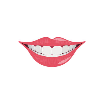 Isolated Female Smile With Pink Lips And White Teeth