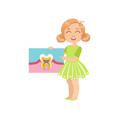 Girl Holding Tooth Anatomy Classic Drawing