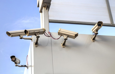 Security cameras on the wall