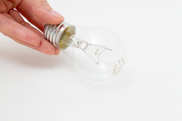 transparent bulb with a tungsten filament