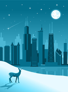 Chicago winter skyline