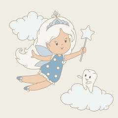 Tooth fairy hand drawn illustration