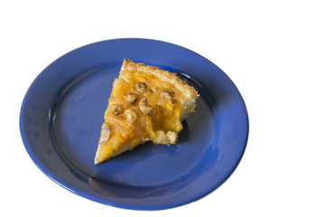 песочный пирог с персиками и бананами