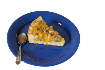 песочный пирог с персиками и бананами