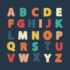 Alphabet vector hand draw.Alphabet creative abc isolated on a black background