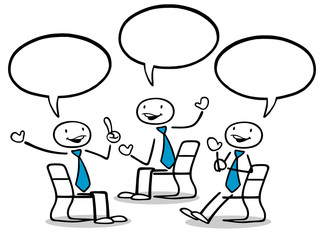 Gruppe Geschäftsleute reden mit Sprechblase