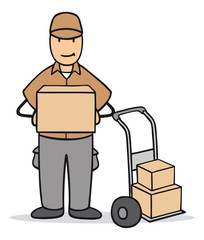 Paketzusteller mit Paket vom Lieferdienst