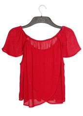 romantic red blouse on clothes-hanger