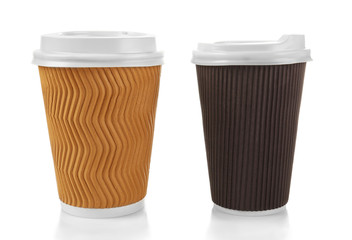 Coffee cardboard cups isolated on white