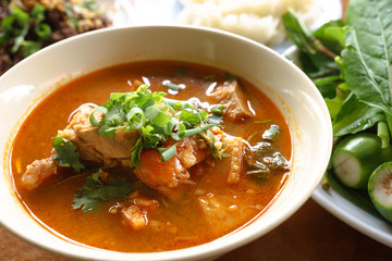 Young jackfruit spicy soup with pork