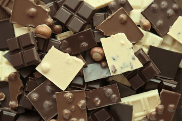 Chopped chocolate bars with nuts