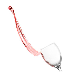 Splash of red wine, isolated on white