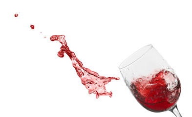 Splash of red wine, isolated on white