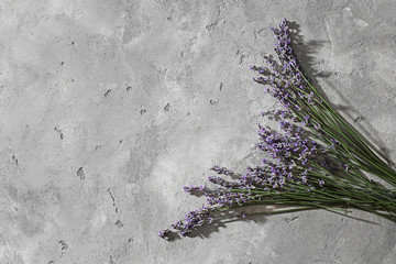 Bunch of lavender on grey table