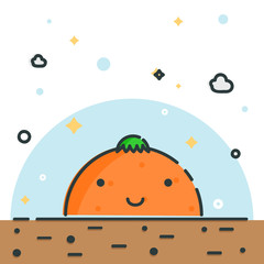 Line fruit illustration. Nice orange.