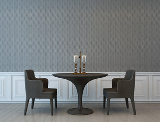 old style room with textile wall - 3d rendering