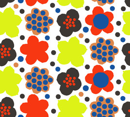 Fototapeta premium Ornamental, traditional, simple seamless pattern with flowers