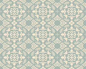 Antique seamless background 515 vintage curve cross flower leaf check geometry