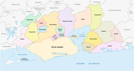 administrative and political map of the greater Rio de Janeiro