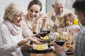 Satisfaction with the preparation of meals for loved ones