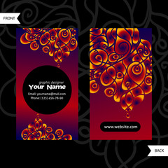 Colorful decorative design of business card with swirling waves
